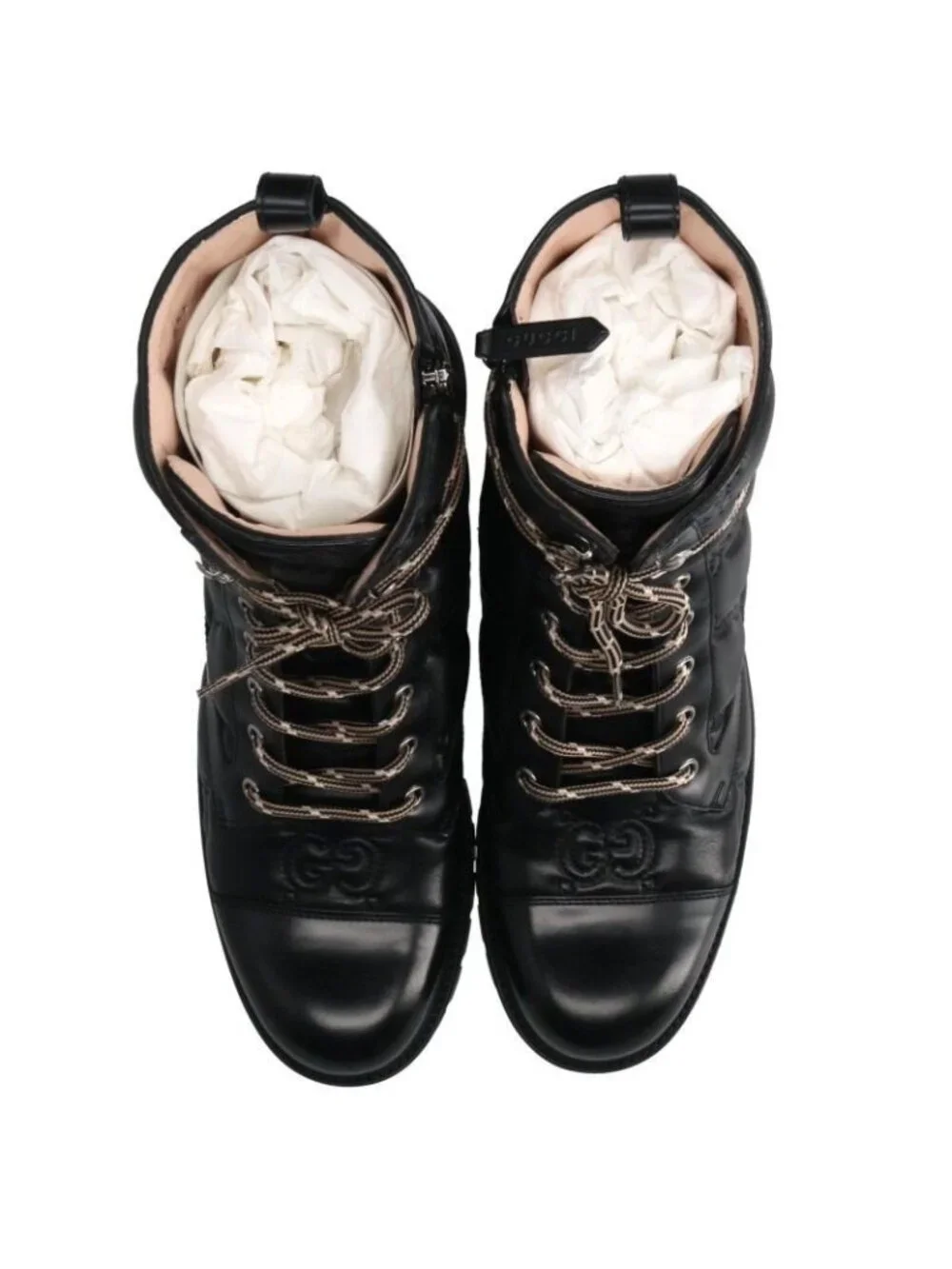 Gucci GG Matelasse Lace Up Boots